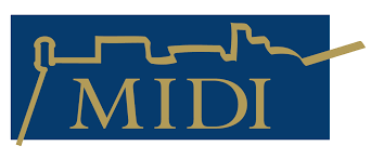 MIDI logo in gold lettering on a dark blue background, with a stylised outline of Malta’s coastline above the text.